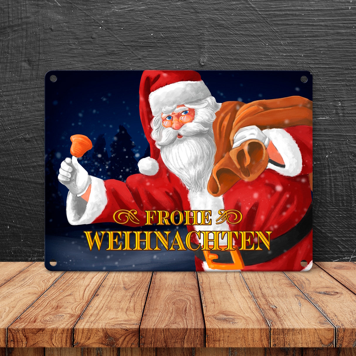 Frohe Weihnachten Weihnachtsmann Metallschild