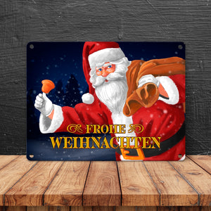 Frohe Weihnachten Weihnachtsmann Metallschild