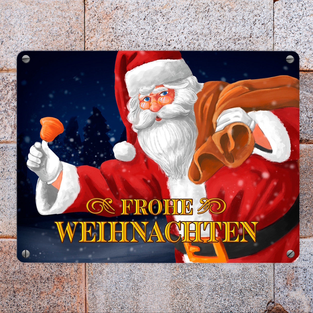Frohe Weihnachten Weihnachtsmann Metallschild
