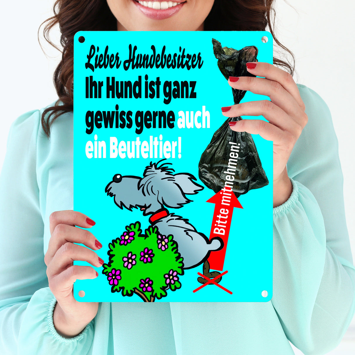 Kein Hundeklo Metallschild mit lustiger Illustration und Spruch