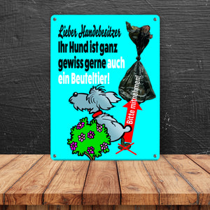 Kein Hundeklo Metallschild mit lustiger Illustration und Spruch