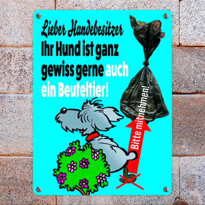 Kein Hundeklo Metallschild mit lustiger Illustration und Spruch