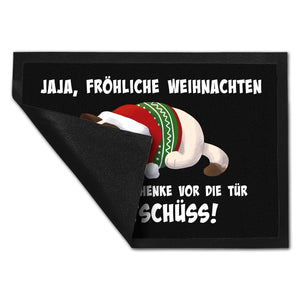Jaja fröhliche Weihnachten mit grummeliger Katze Fußmatte