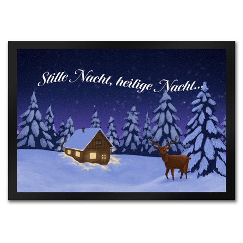 Schöne Winterlandschaft bei Nacht Fußmatte