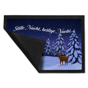 Schöne Winterlandschaft bei Nacht Fußmatte