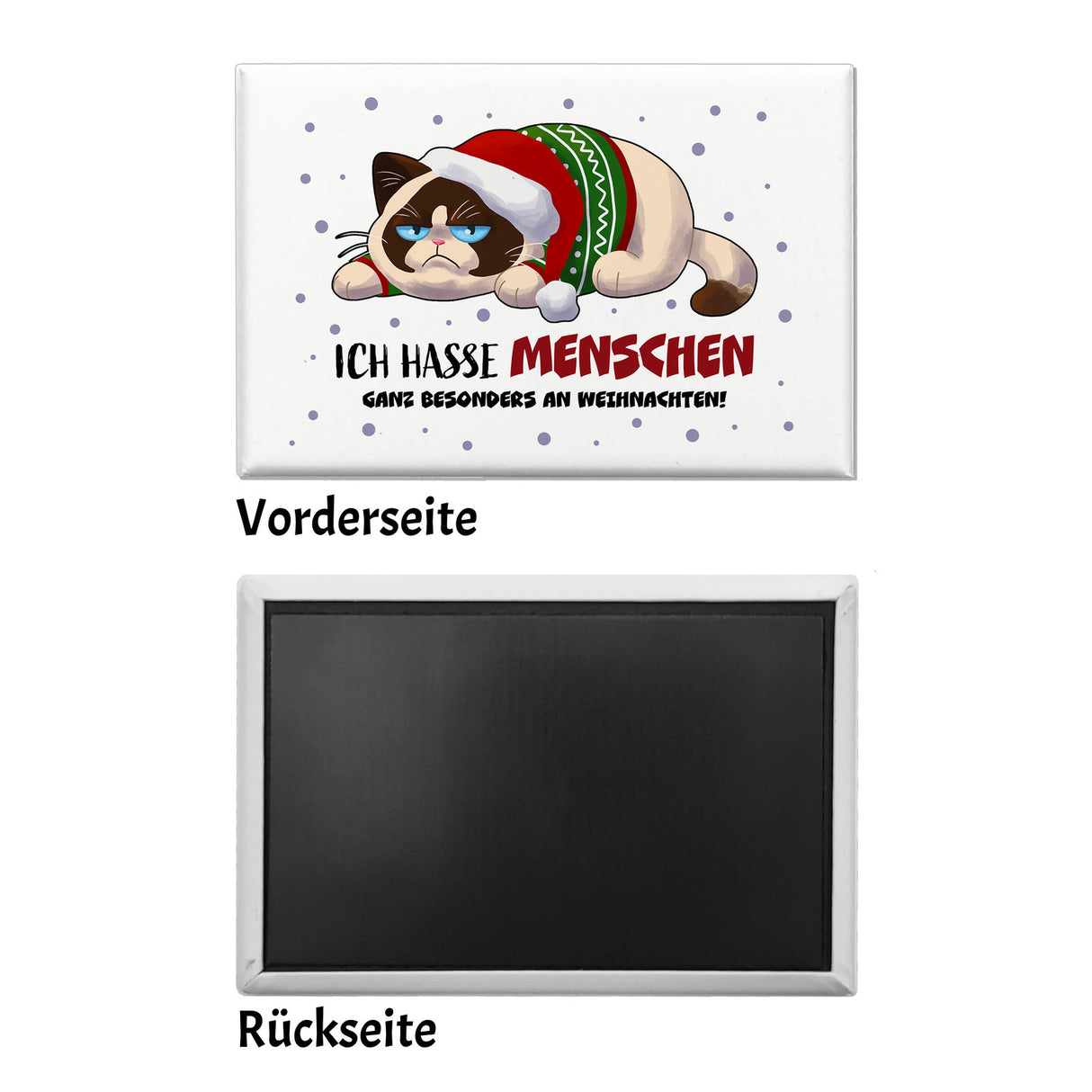 Ich hasse Menschen – besonders an Weihnachten Souvenir Magnet mit grimmiger Katze