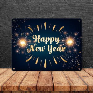 Wunderkerzen Happy New Year Metallschild