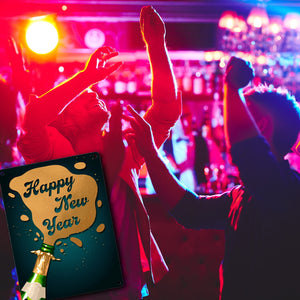 Sektflasche Happy New Year Metallschild