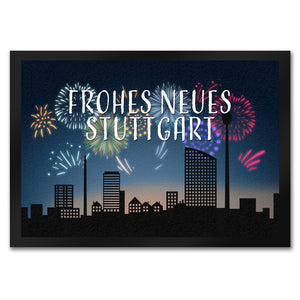 Frohes Neues Stuttgart Fußmatte in 35x50 cm