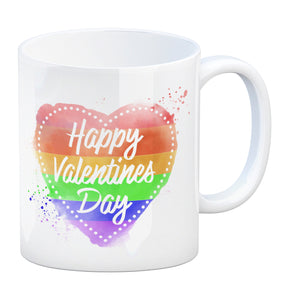 Happy Valentines Day Herz in regenbogenfarben Kaffeebecher