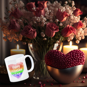 Happy Valentines Day Herz in regenbogenfarben Kaffeebecher