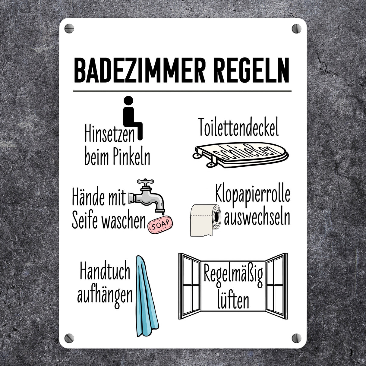 Badezimmer Regeln für ein hygienischeres Bad Metallschild
