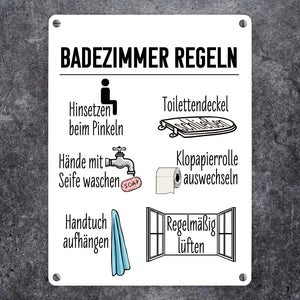 Badezimmer Regeln für ein hygienischeres Bad Metallschild