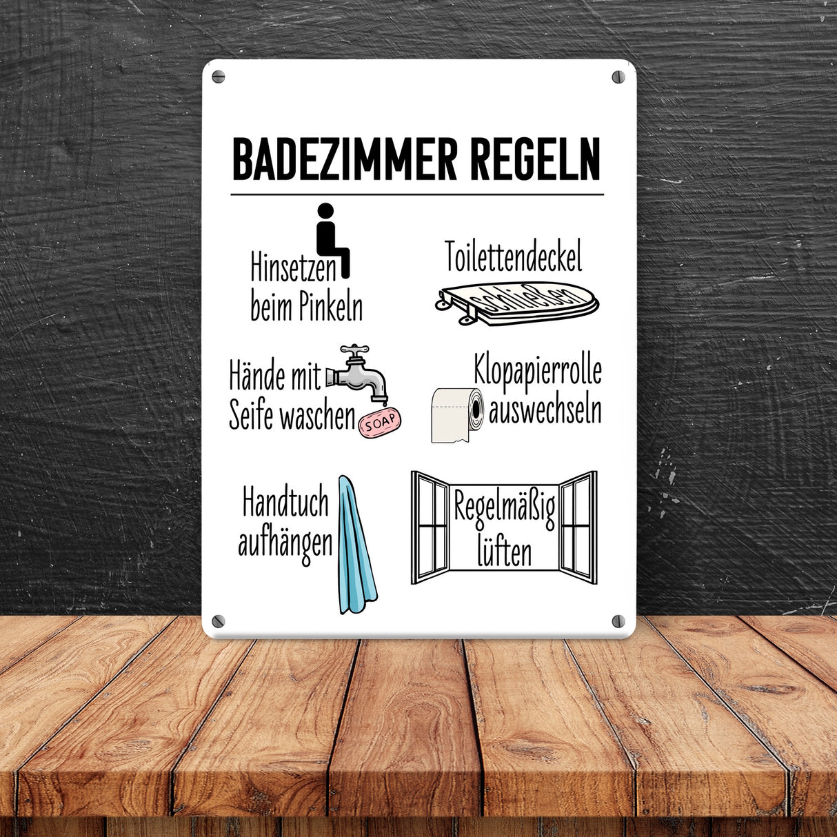 Badezimmer Regeln für ein hygienischeres Bad Metallschild
