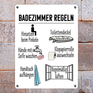 Badezimmer Regeln für ein hygienischeres Bad Metallschild
