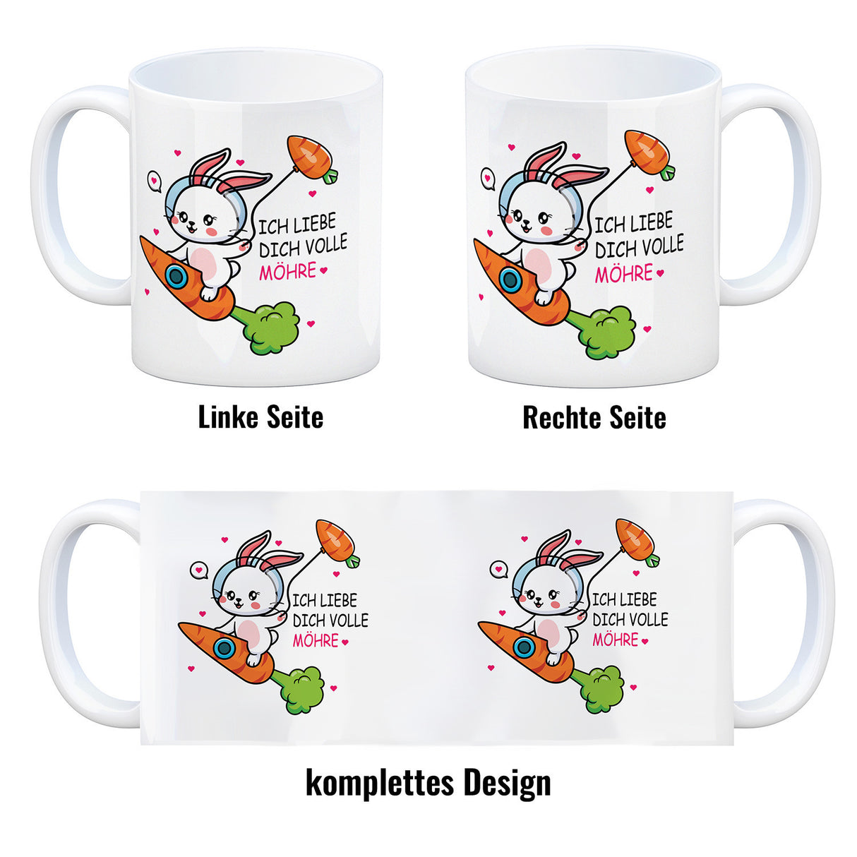 Ich liebe dich volle Möhre Häschen Kaffeebecher