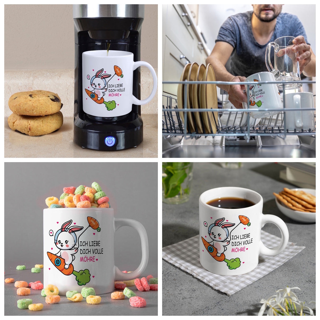 Ich liebe dich volle Möhre Häschen Kaffeebecher