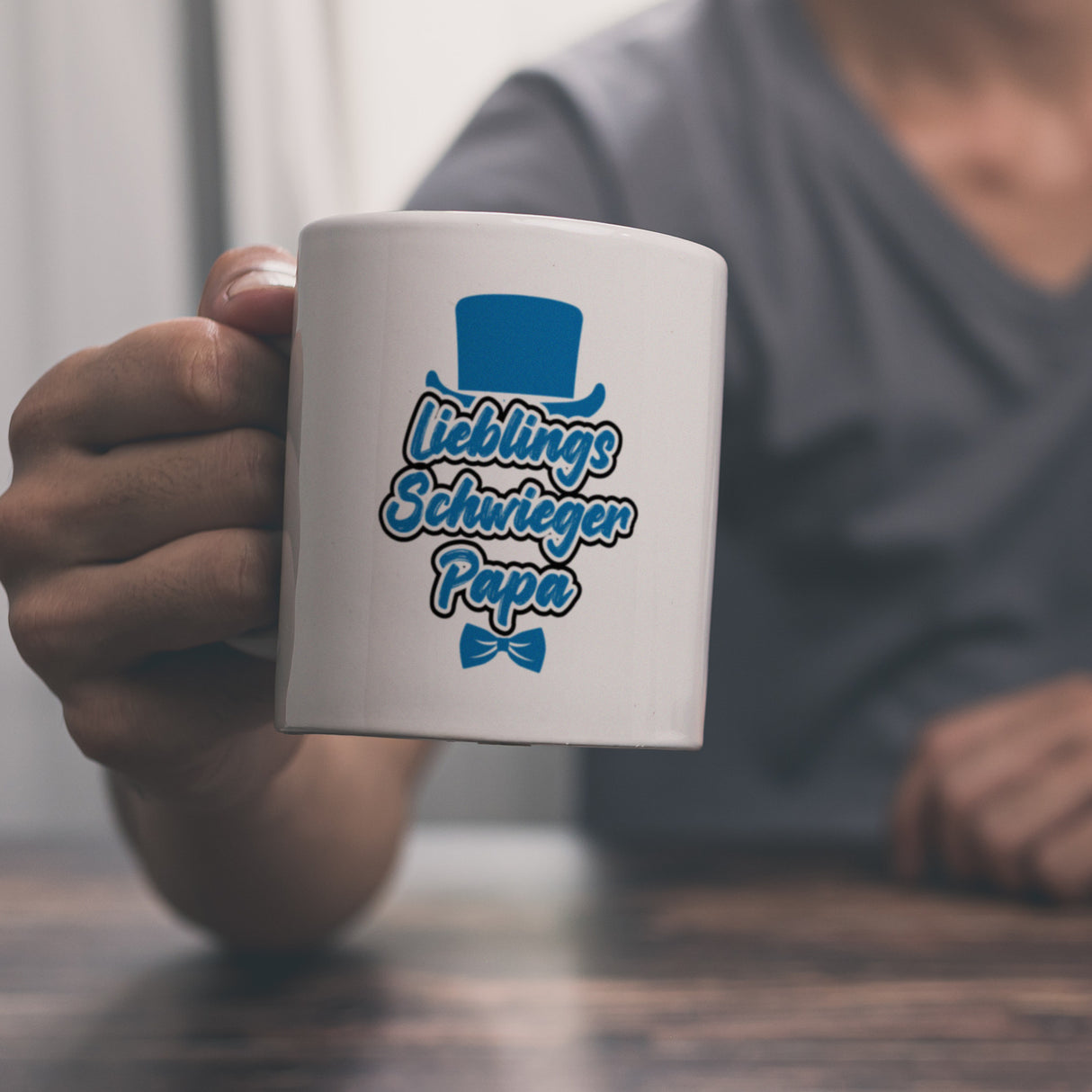 Lieblingsschwiegerpapa Kaffeebecher - Mit Zylinder und Fliege als Geburtstagsgeschenk