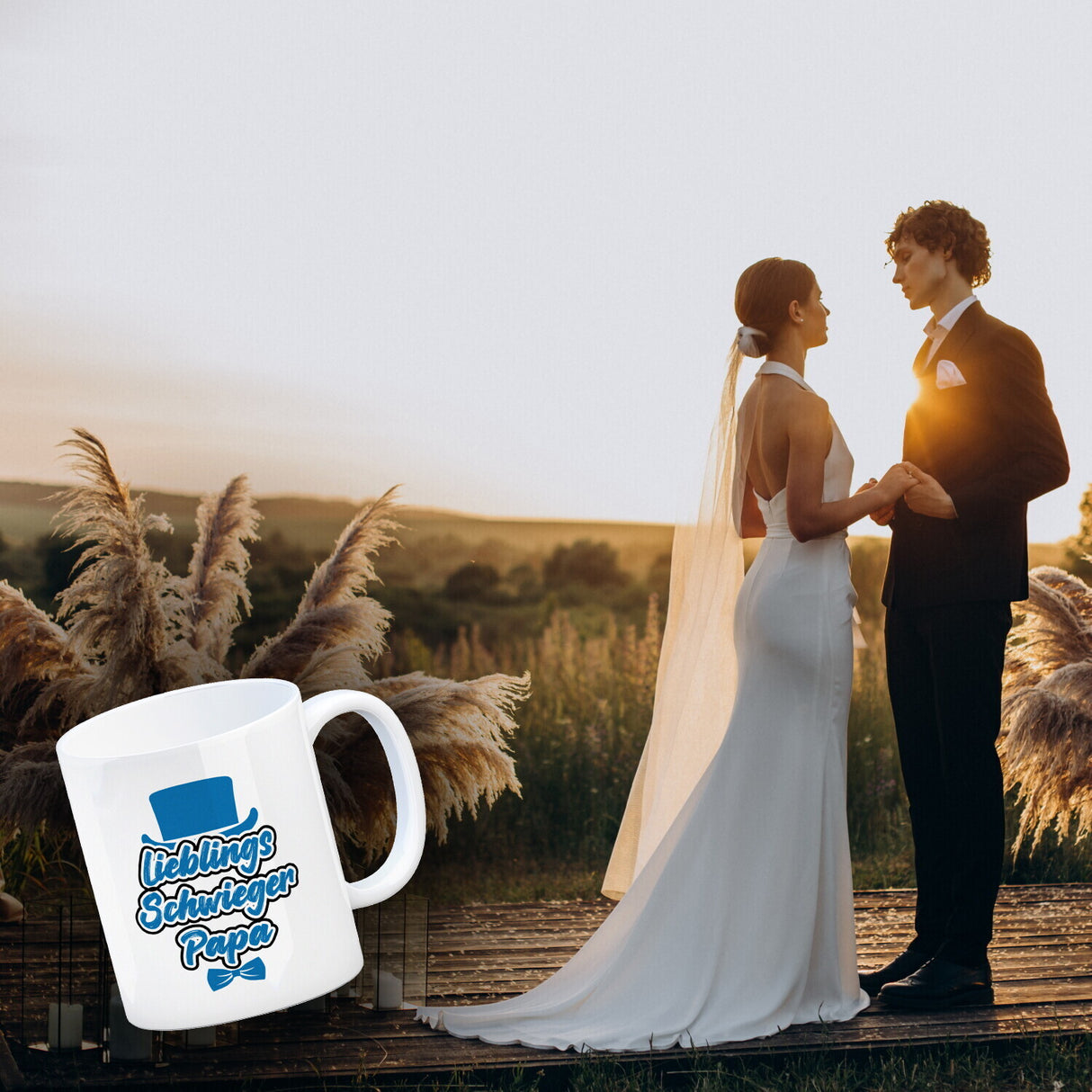 Lieblingsschwiegerpapa Kaffeebecher - Mit Zylinder und Fliege als Geburtstagsgeschenk