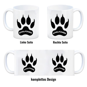 Rudelführer Pfotenabdruck Kaffeebecher mit Wolf Motiv