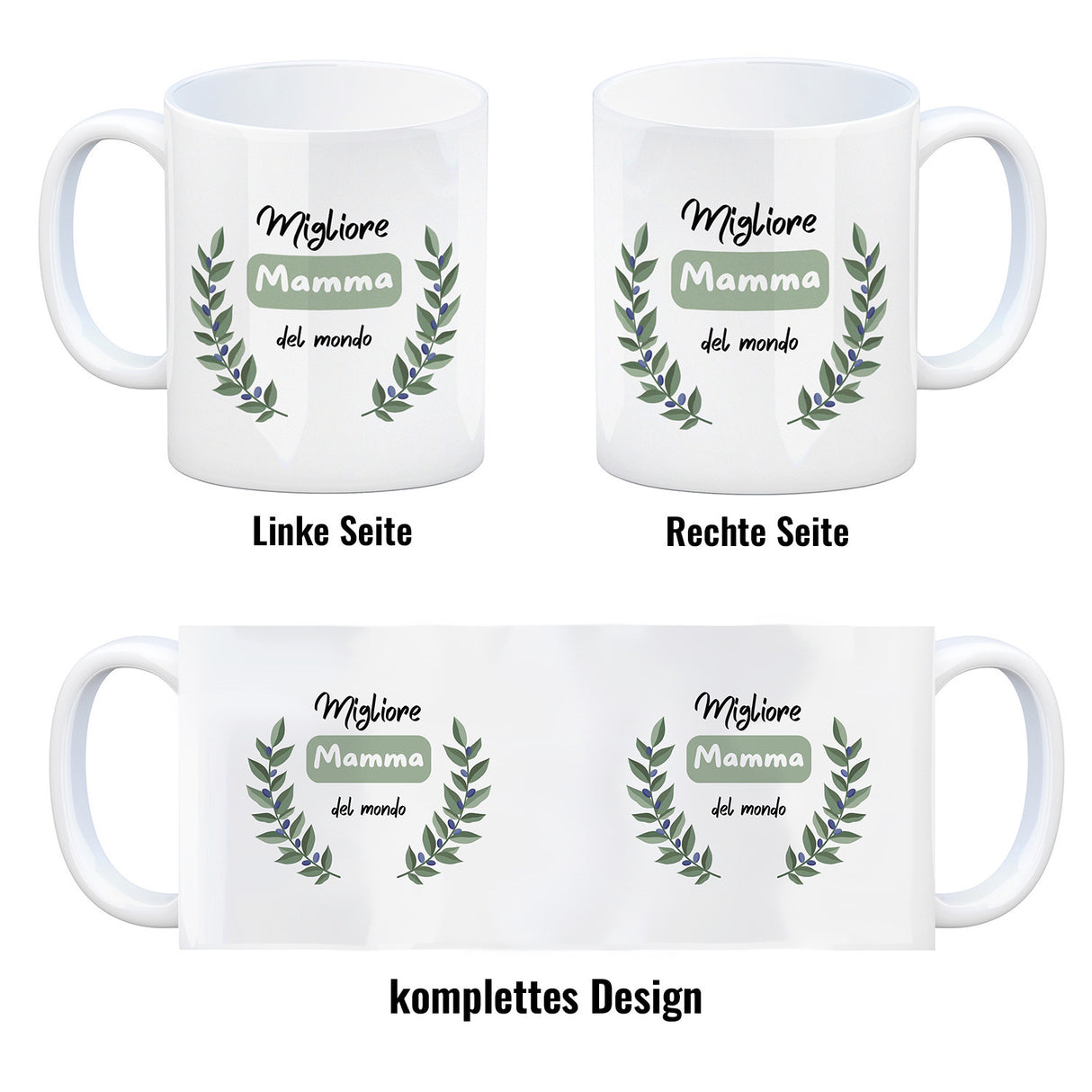 Migliore Mamma del mondo Kaffeebecher mit Olivenzweig