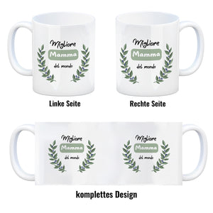 Migliore Mamma del mondo Kaffeebecher mit Olivenzweig