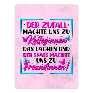 Der Zufall machte uns zu Kolleginnen Metallschild in 15x20 cm mit Spruch zum Thema Freundschaft