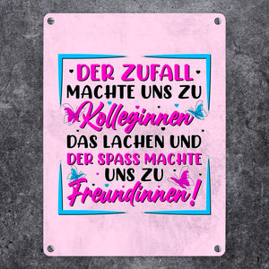 Der Zufall machte uns zu Kolleginnen Metallschild in 15x20 cm mit Spruch zum Thema Freundschaft