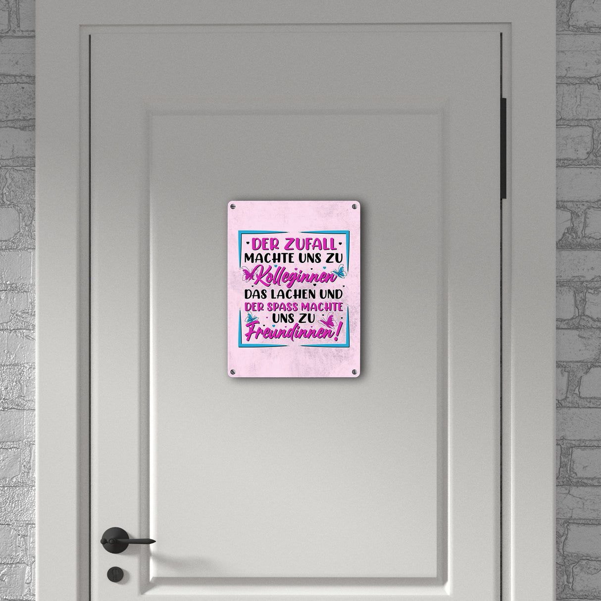 Der Zufall machte uns zu Kolleginnen Metallschild in 15x20 cm mit Spruch zum Thema Freundschaft