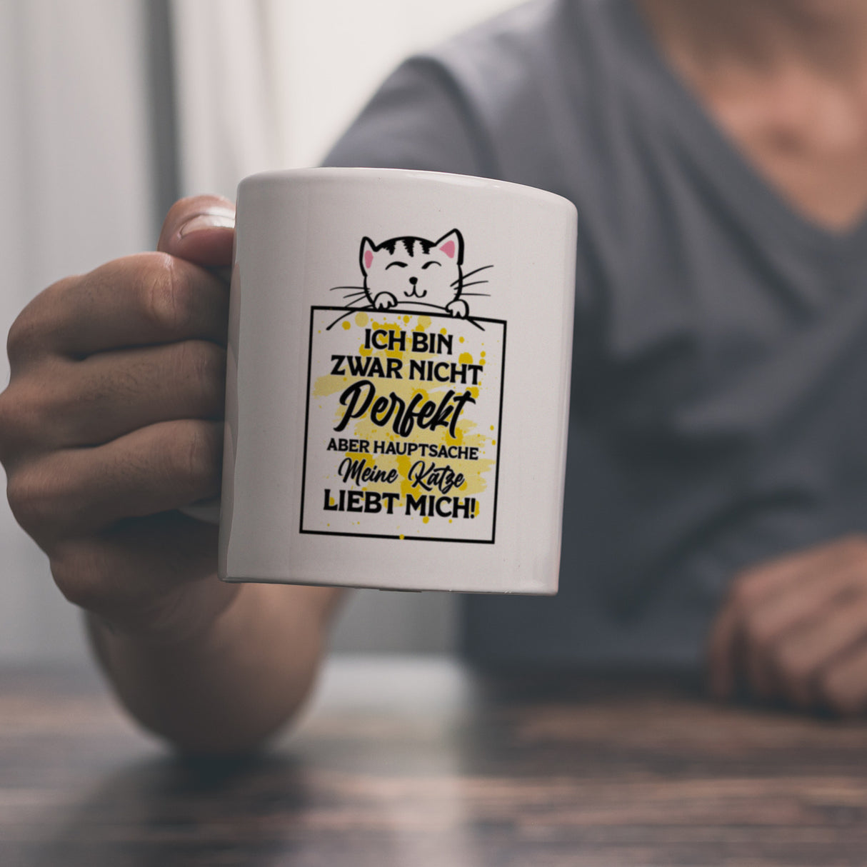 Meine Katze liebt mich Katzen Spruch Kaffeebecher für Katzenliebhaber