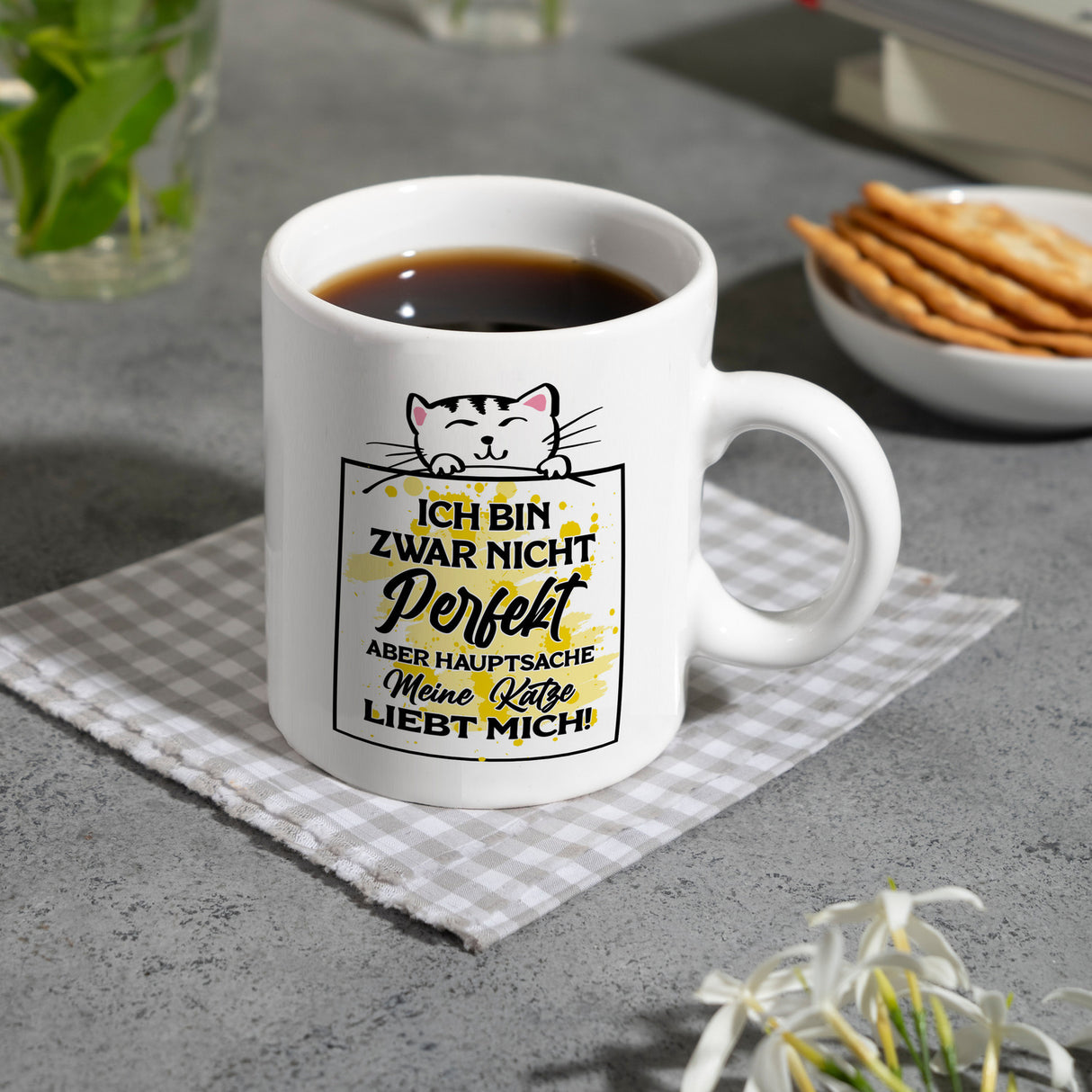 Meine Katze liebt mich Katzen Spruch Kaffeebecher für Katzenliebhaber