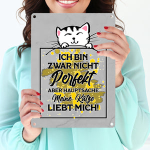 Meine Katze liebt mich Katzen Spruch Metallschild in 15x20 cm für Katzenliebhaber