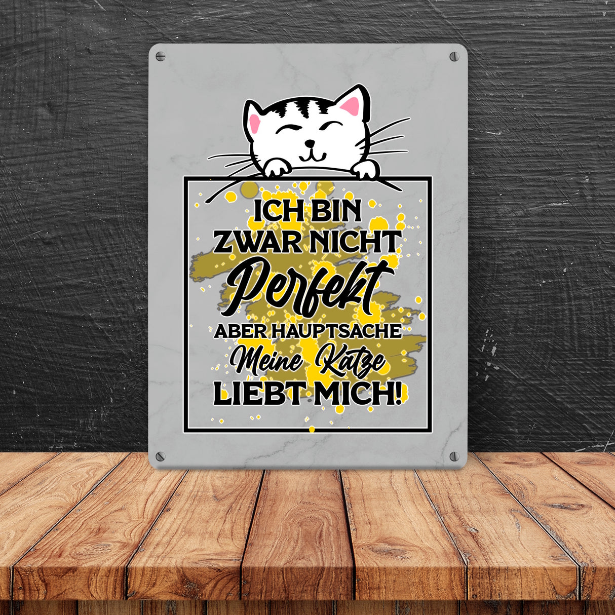 Meine Katze liebt mich Katzen Spruch Metallschild in 15x20 cm für Katzenliebhaber
