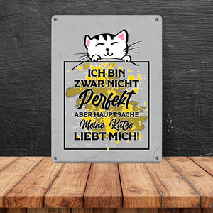 Meine Katze liebt mich Katzen Spruch Metallschild in 15x20 cm für Katzenliebhaber