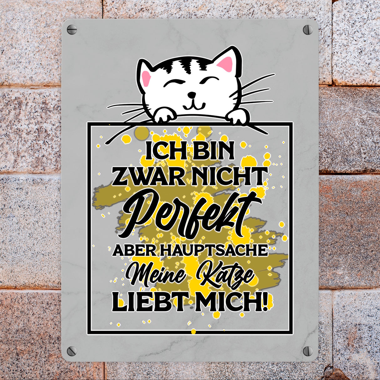 Meine Katze liebt mich Katzen Spruch Metallschild in 15x20 cm für Katzenliebhaber