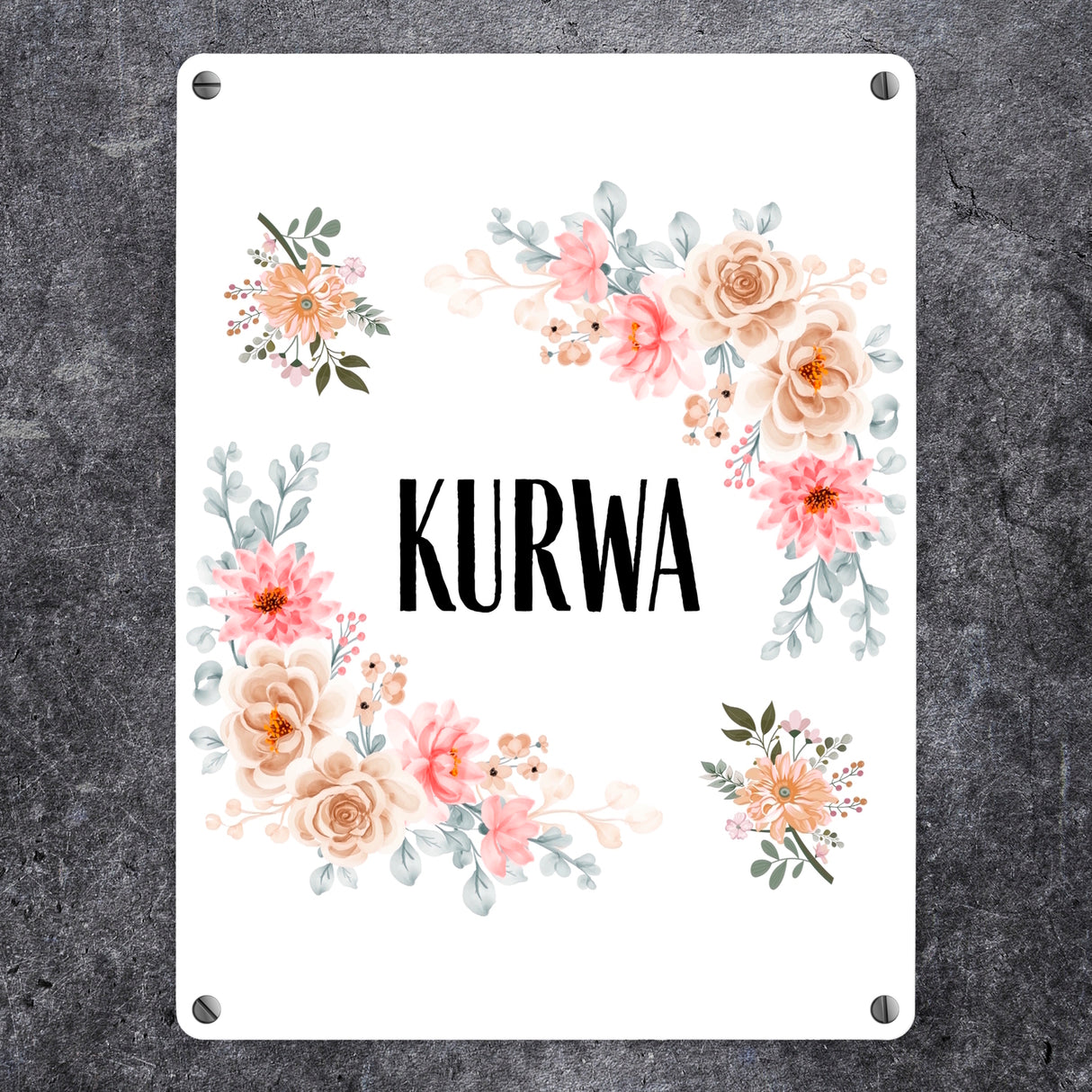 Kurwa Metallschild in 15x20 cm