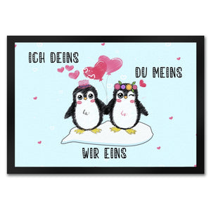 Pinguin Pärchen Fußmatte in 35x50 cm mit Spruch