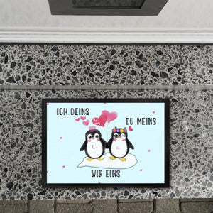 Pinguin Pärchen Fußmatte in 35x50 cm mit Spruch