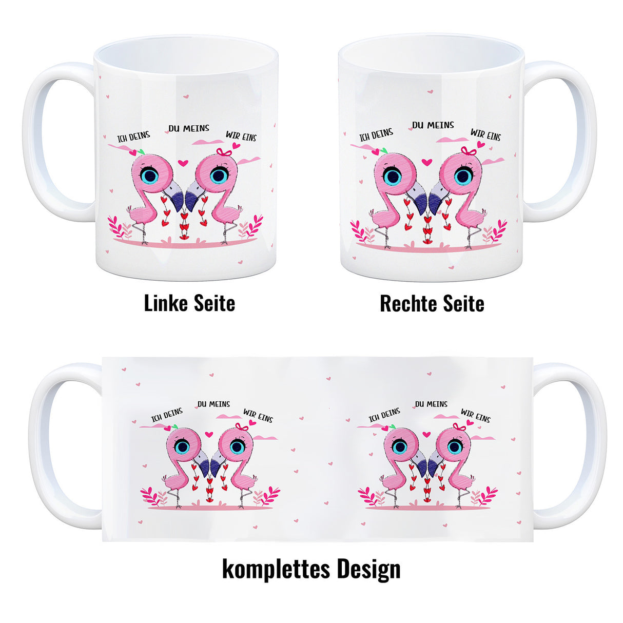 Flamingo Pärchen Kaffeebecher mit Spruch