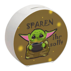Science-Fiction Spardose mit Spruch Sparen ihr sollt