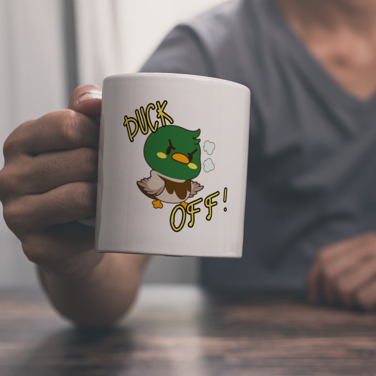 Enten Kaffeebecher mit Spruch DUCK OFF!