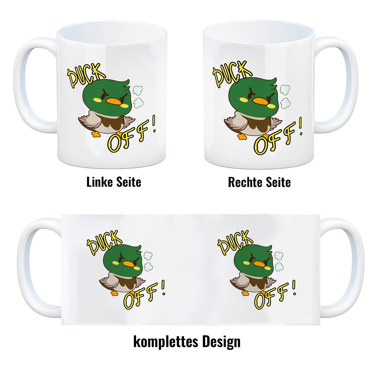 Enten Kaffeebecher mit Spruch DUCK OFF!