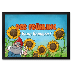 Gartenzwerg Fußmatte mit Spruch Der Frühling kann kommen