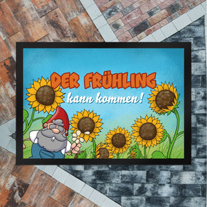 Gartenzwerg Fußmatte mit Spruch Der Frühling kann kommen