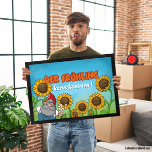 Gartenzwerg Fußmatte mit Spruch Der Frühling kann kommen