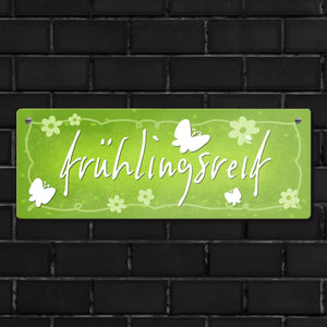Frühlingsreif Metallschild mit Schmetterlingen und Blumen