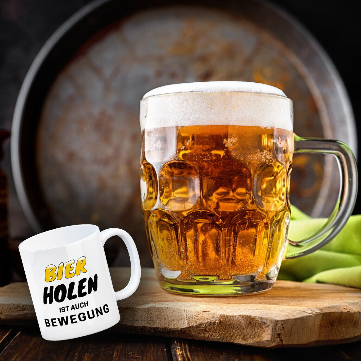 Bier Kaffeebecher mit Spruch - Bier holen ist auch Bewegung