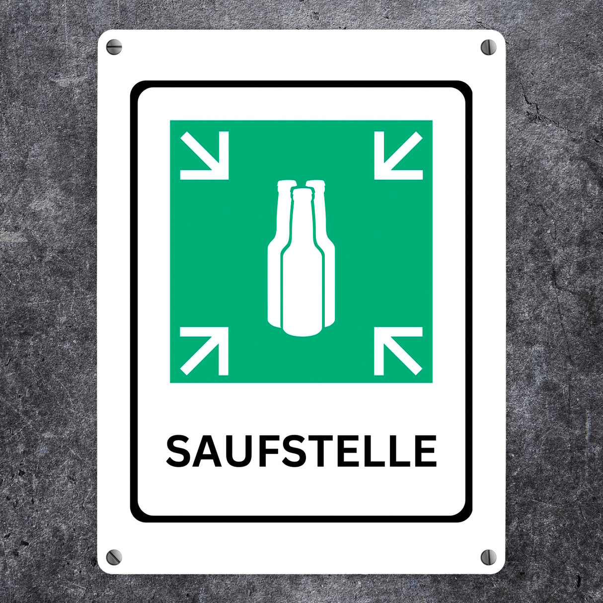 Bier Metallschild in 15x20 cm mit Spruch - SAUFSTELLE