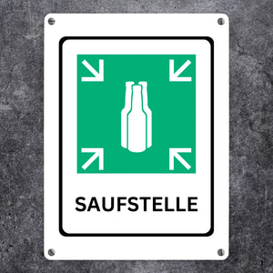 Bier Metallschild in 15x20 cm mit Spruch - SAUFSTELLE