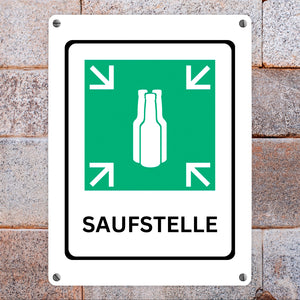 Bier Metallschild in 15x20 cm mit Spruch - SAUFSTELLE